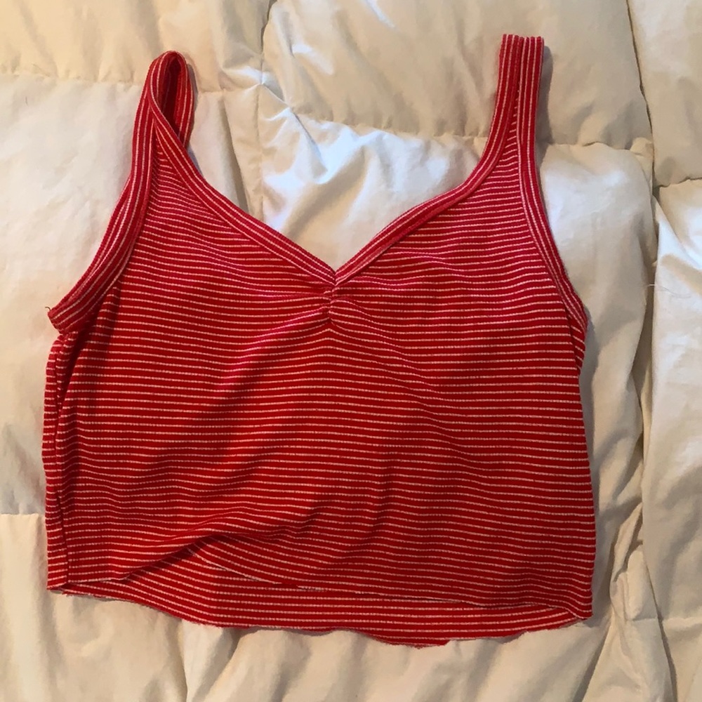 red and white stripped crop top